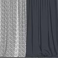 Gray Side Panels and White Patterned Window Curtains for Home Decor 3d model