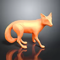 Detailed Orange Fox 3D Model in Standing Pose with Sleek Design and Reflective Surface 3d model