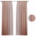Elegant Soft Pink Fabric Curtains With Striped And Dotted Patterns Design 3d model