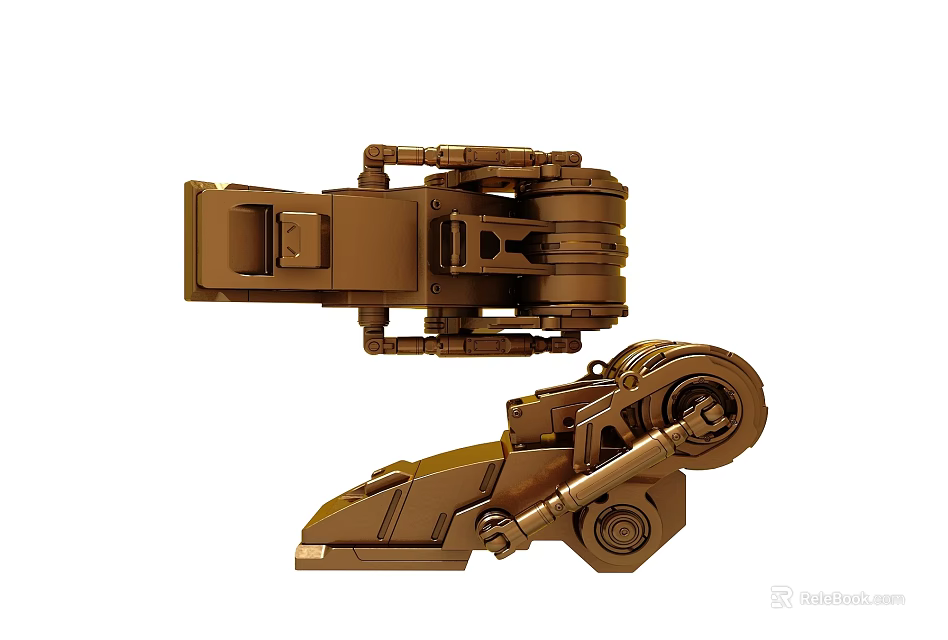 Brown Industrial Mechanical Components With Structural Design And Metallic Texture 3d model 