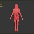 Woman In Red Dress Standing Against Gray Background With White Sandals