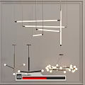 Modern Various Style Chandeliers With Linear Structures Spherical Bulbs And Metal Frames 3d model