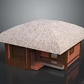 Traditional Thatched Roof Hut With Wooden Structure Red Walls And Classic Design