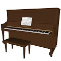 Upright Wooden Piano With Music Sheets And Matching Bench In Interior
