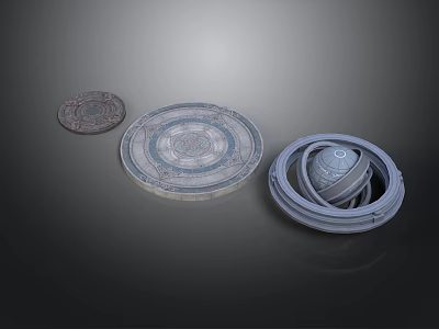 Decorative Circular Scene Components With Intricate Patterns And Layered Structures 3d model
