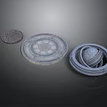 Decorative Circular Scene Components With Intricate Patterns And Layered Structures