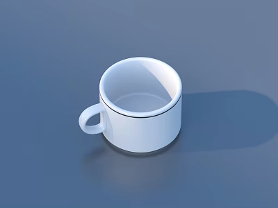 Elegant White Ceramic Mug With Handle For Kitchen Tableware Set 3d model