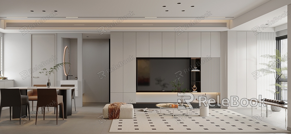 Modern Guest Restaurant TV Background Wall TV Cabinet Modern Living Room Dining Table Simple G148 model