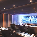 Home Theater Interior With Large Screen And Reclining Seats 3d model