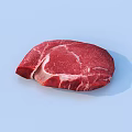 Fresh Red Raw Steak Piece on Light Blue Background with Juicy Texture