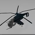 Blue And White Helicopter Model With Four Rotor Blades Detailed Design And Landing Gear