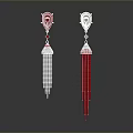 Fashionable Earrings With Red Gemstone Silver Top And White Red Tassel Design