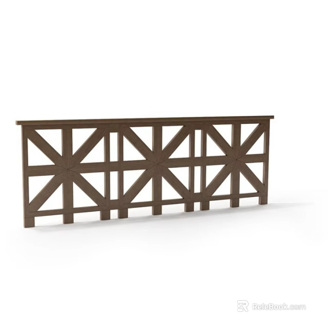 Brown Wooden Railing With Cross Geometric Pattern Architectural Structure Design 3d model 