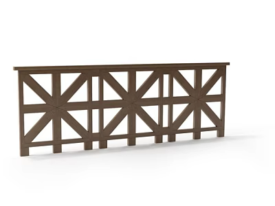 Brown Wooden Railing With Cross Geometric Pattern Architectural Structure Design 3d model
