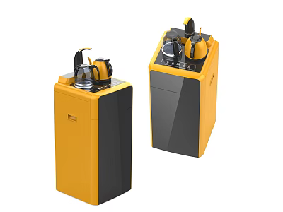 Two Yellow and Black Upright Daily Electrical Appliances with Kettle on Top 3d model