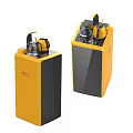 Two Yellow and Black Upright Daily Electrical Appliances with Kettle on Top