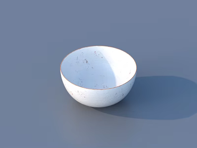 White Ceramic Dinnerware Set Bowl With Textured Surface For Home Dining Table 3d model