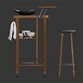 Wooden Kitchen Storage Cart With Multi Tiered Shelves White Bowls Towel And Wheels