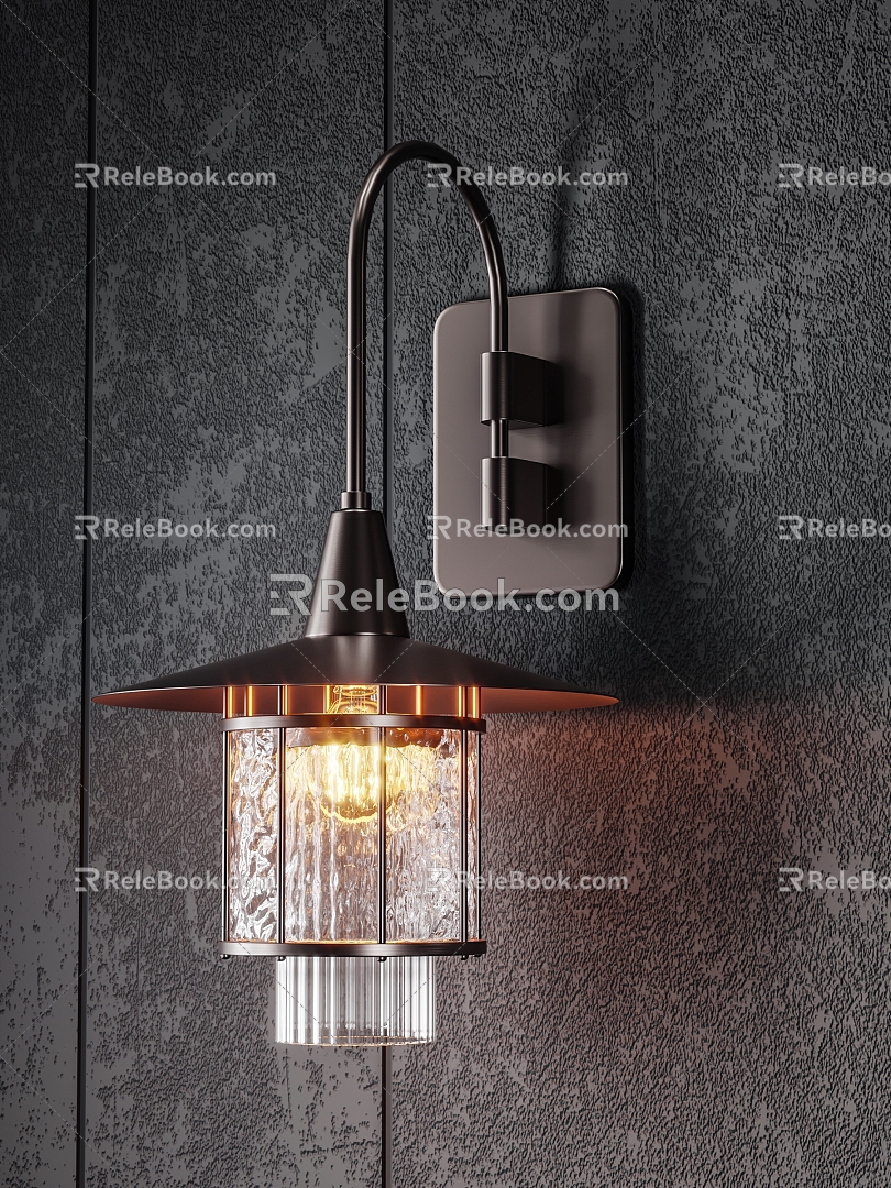 All copper glass wall lamp lamp lamp wall lamp all copper outdoor glass 3d model