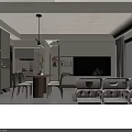 Modern Living and Dining Room Interior With Beige Sofa Wooden Coffee Table And Decorative Painting
