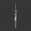 Medieval Fantasy Sword With Silver Engraved Blade Red Gemstone And Spiked Pommel