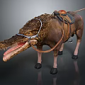 Detailed Fantasy Crocodile Head Horse Body Creature With Saddle And Reins