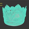 Ornate Silver Crown Sculptural Carving With Intricate Leaf Motifs And Inscription Details