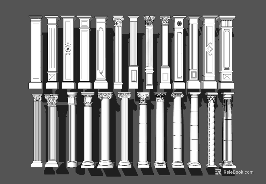 Diverse Roman Columns Designs With Classic And Modern Architectural Styles 3d model 