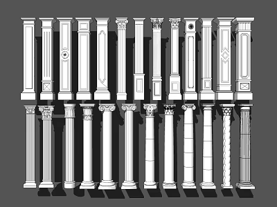 Diverse Roman Columns Designs With Classic And Modern Architectural Styles 3d model