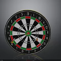Classic Dartboard With Red Green Black White Numbered Sections And Darts