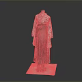 Traditional Japanese Kimono With Intricate Floral Pattern And Dark Gradient Skirt On Mannequin