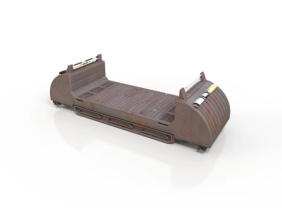 Rusty Train Flatbed Car with Metal Structure Wheels and Connection Parts 3d model