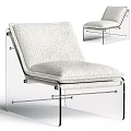 Modern Cream White Accent Chair With Clear Acrylic Frame And Soft Fabric Cushion