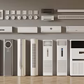 Various Types of Air Conditioner Fans Including Wall Mounted and Floor Standing Models