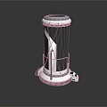 Contemporary Cylindrical Cleaning Device Featuring Black White Exterior And Mobile Wheels
