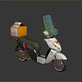 White Scooter Motorcycle With Yellow KFC Delivery Box And Front Windshield 3d model