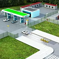 Modern Gas Filling Station With Complete Processing Equipment And Surrounding Green Natural Environment