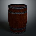 Rustic Wooden Barrel With Metal Hoops And Distressed Wood Texture