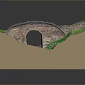 3D Terrain Model With Stone Arch Bridge And Lush Green Vegetation