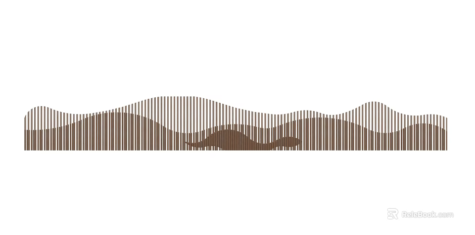 Modern Decorative Feature Wall With Wavy Vertical Brown Slats Design 3d model 