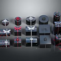 Stylish Black Gift Boxes with Red White Ribbons Bows and Colorful Patterns in Various Sizes