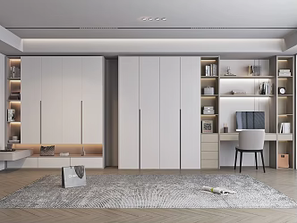 Modern Wardrobe Cloakroom Wardrobe Bookcase 3d model