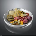 Delicious Charcuterie Platter With Olives Pickles Cheese Crackers And Sausages