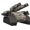 Military Tank with Dual Cannons Camouflage Pattern Heavy Duty Tracks and Multi Turret Design