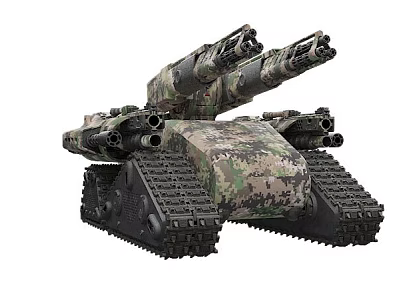 2060 02 Tracked Unmanned Vehicle Tracked Unmanned Vehicle Armored Vehicle Tank Military Artillery Communication Vehicle Radar 3d model