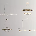 Modern Chandeliers With Various Designs Including Linear Circular And Multi Bulb Styles 3d model