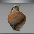 Ancient Clay Jar With Rustic Orange Brown Texture Handle And Lid 3d model