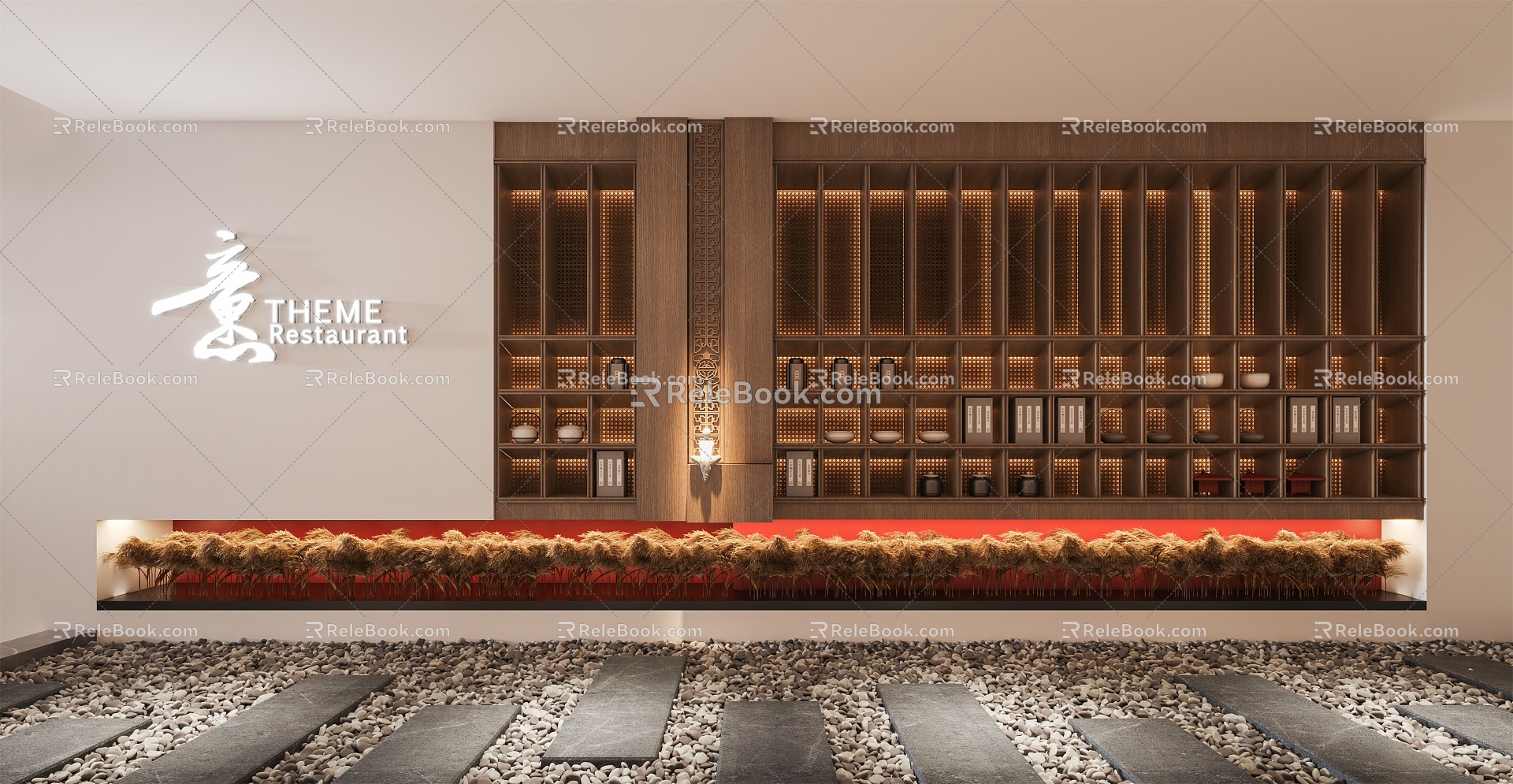 New Chinese Aisle Tea House Aisle 3d model