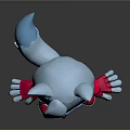 Animated Game Movie Character Blue Fox With Cat Ears Red Hoodie Shorts And Yellow Shoes