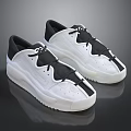 White And Black Casual Sneakers With Lace Up Design And White Sole